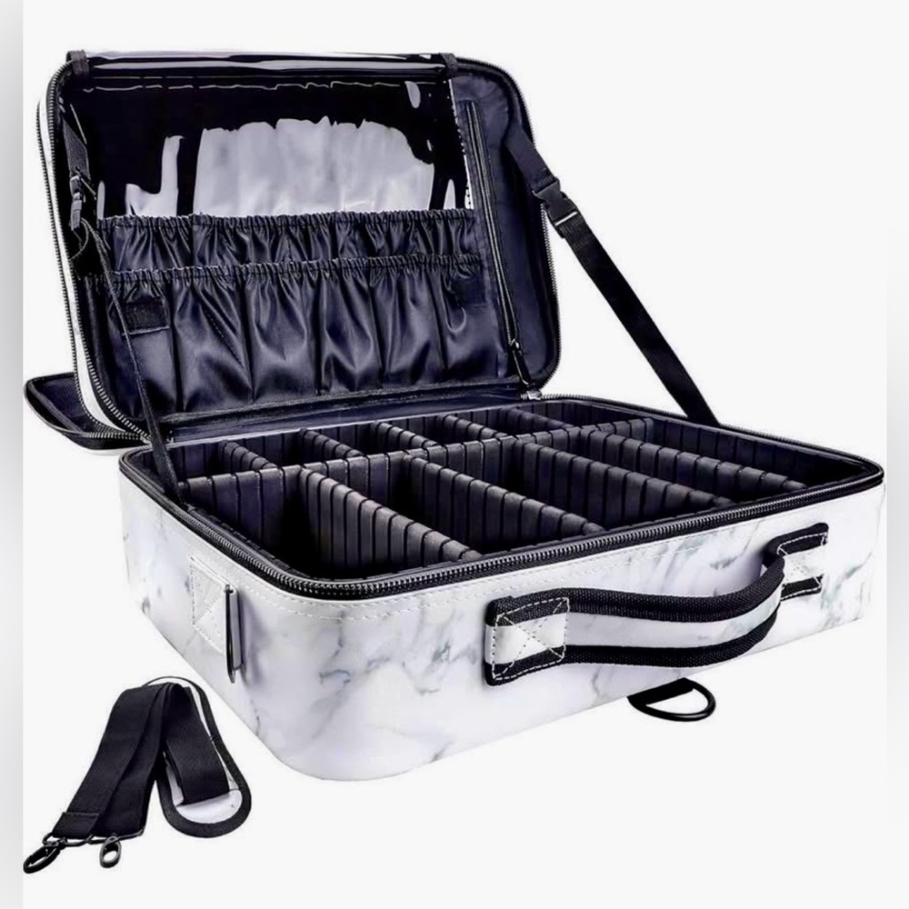 NEW Makeup OR Electronics Case - Cosmetic Bag Organizer with Adjustable Dividers